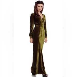 Voodoo Vixen Green/Olive Velvet Dress L